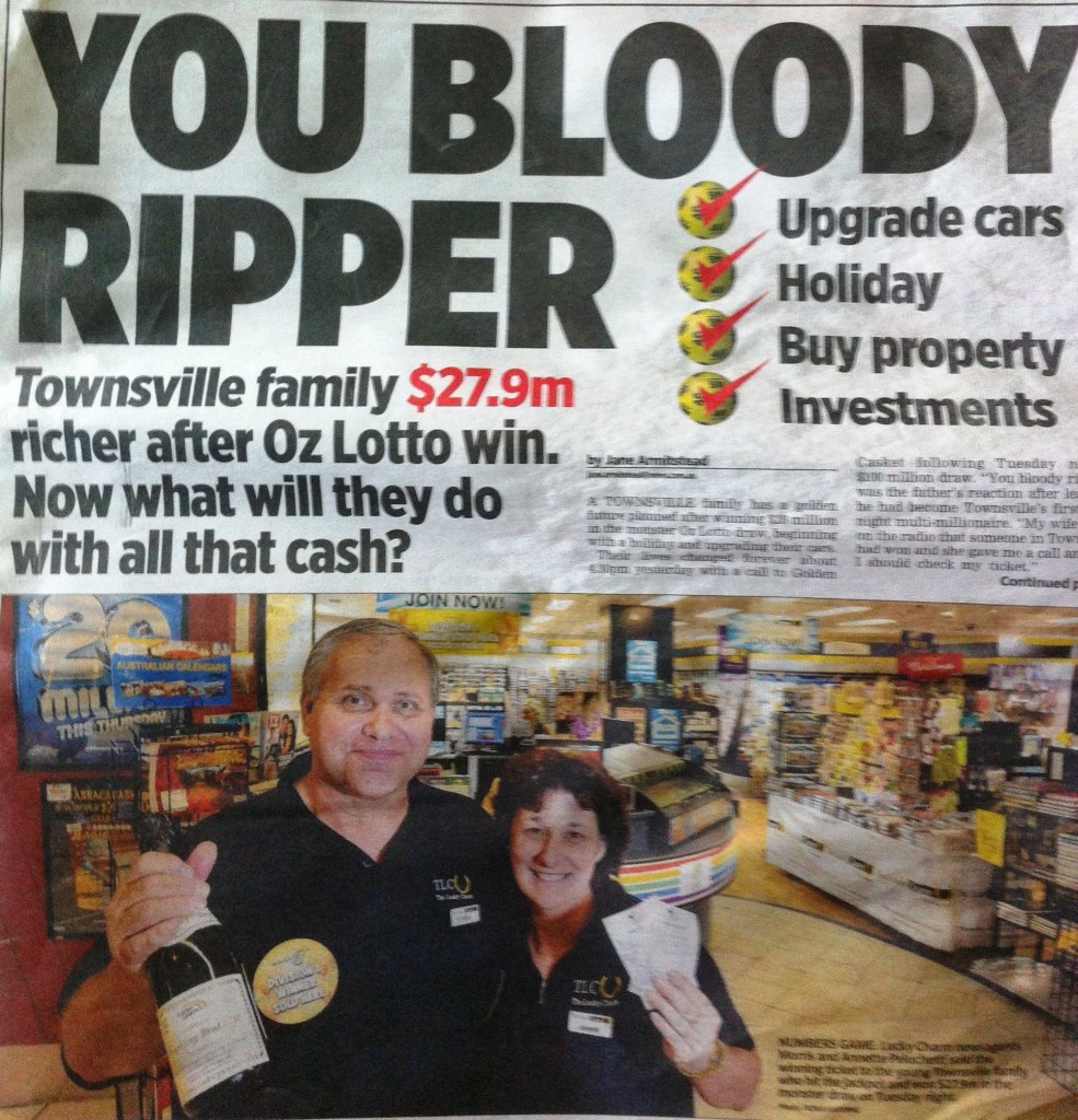 Lotto winner newspaper headline